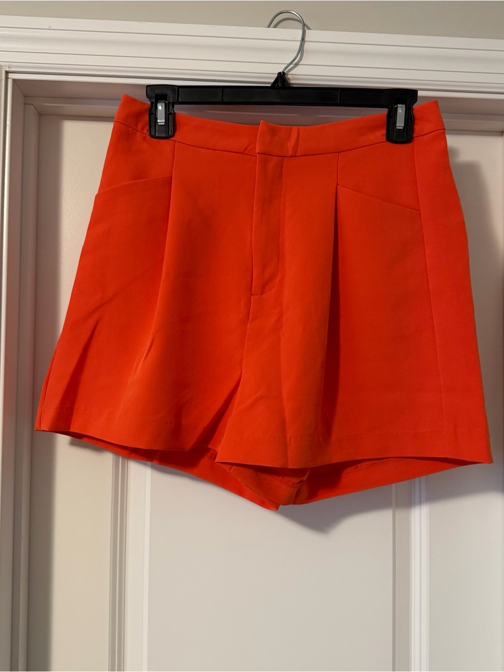 Women's High-Waist Orange Tailored Shorts